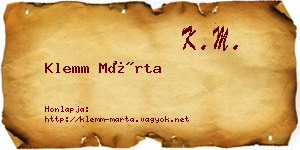Klemm Márta névjegykártya